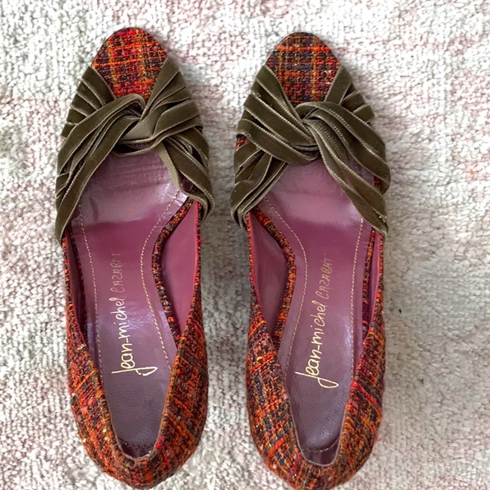 Tweed & Velvet Open Toe Heels Jean-Michel Cazabat 5.5